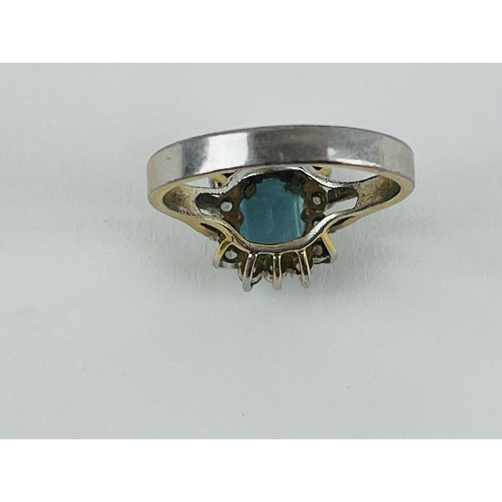 Vintage Ring 14K GE Gold Electroplate Taiwan Size 9 Aquamarine Blue Pale Rhinest - Picture 12 of 16